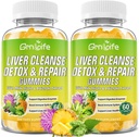 Liver Cleanse Detox & Repair Gummies with Milk Thistle 3000mg, 24-in-1 Liver Health Supplement with Dandelion, Artichoke, Sugar Free Liver Detox Gummies, Pineapple Flavor - 120 Count