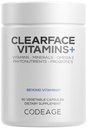 Codeage Clearface Acid Pantothenic, Niacin Supplement, Vitamins A, C, D3, E, Probiotics, Zinc, Riboflavin, Thiamin, L-Lysine HCL & Omega-3, Niacinamide, Skin Botanical Blend - Non-GMO - 90 cápsulas