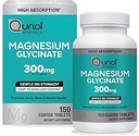 Qunol Magnesium Glycinate 300mg, 100% Glycinate Chelated Magnesium Supplement, 150ct Tablets
