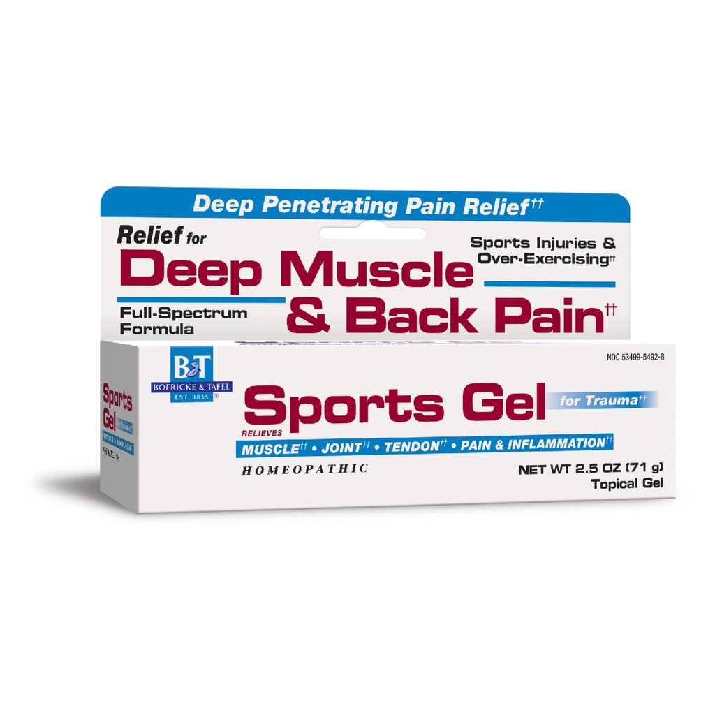 Nature's Way Boericke & Tafel Sports Gel, Relief for Deep Muscle, Joint, Tendon, & Back Pain and Inflammation, Homeopathic, 2.5 oz
