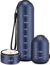 Zannaki Metal Moisture Proof Weekly Pill Organizer, Stackable Aluminum Alloy BPA Free Travel Hiking 7 Day Pill Box Fund Waterproof and Large Compartment to Hold Pills, Vitaminas, Fish Oil, Suplementos