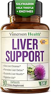 Vegan Liver Cleanse Detox " Repair – Dandelion Root Suplemento con Milk Thistle " Artichoke Extract for Enzyme Support, Energy " Healthy Digestion – Herbal Liver Support Supplement. 90 cápsulas, 40+