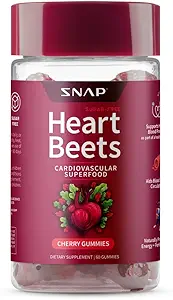 Tapa Suplementos Hojas de corazón Gotas de remo orgánicas, Suplemento de apoyo cardiovascular para hombres &amp; mujeres, granada, espinacas rojas, salud cardíaca " , Sugar Gratis, cereza, 60 Gummies