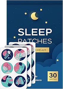 Patches de sueño, 30 Pack Upgraded Deep Sleep Patches for Adults, All Natural Deep Patch, Quick Acting Ingredients, for Hombres and Women, Easy to Use That Last All Night - Blue - 23