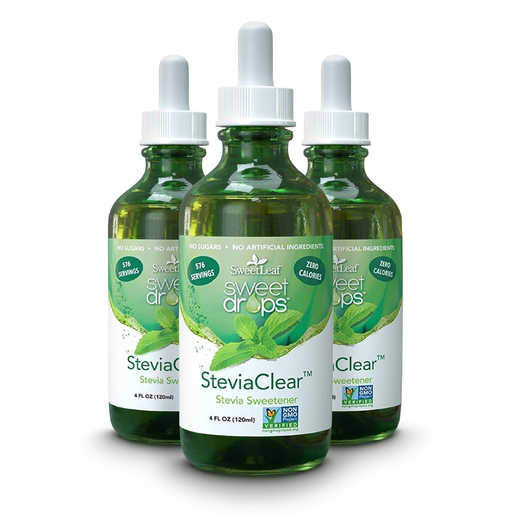 SweetLeaf SteviaClear Sweet Drops - Stevia Liquid Drops Sweetener, Pure Stevia Drops with No Bitter Aftertaste,Liquid Sugar Alternative, Zero Calorie, Keto Food, Non-GMO SweetLeaf Stevia,4 Fl Oz (Pack of 3)