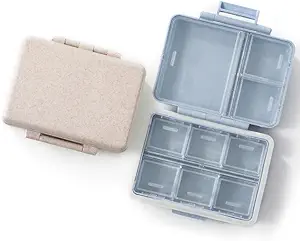 2 Pack 9 Compartments Travel Pill Organizer Box Moisture Proof Small Pill Case for Pocket Purse Daily Pill Holder Container for Medicine Vitami