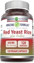 Impresionantes fórmulas Rice de levadura roja 600 Mg Plus Co Q-10 50 Mg 120 cápsulas vegetarianas