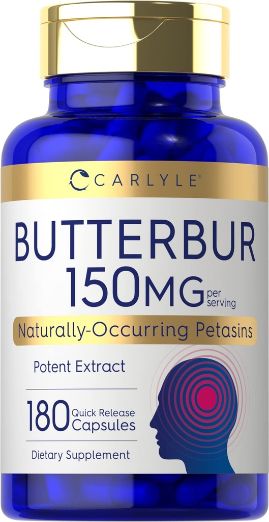 Carlyle Butterbur 150 mg  180 Capsules peru Potent Extract  Neurological Support Suplemento Silencio Non-GMO, Gluten Free, PA Free
