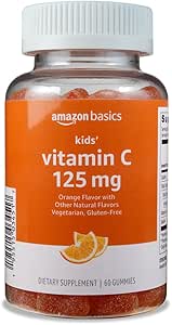 Fundamentos Vitamina C 125mg Gummies, Naranja, 60 Cuenta, Salud Inmune, 2 Mes Fuente (antes Solimo)