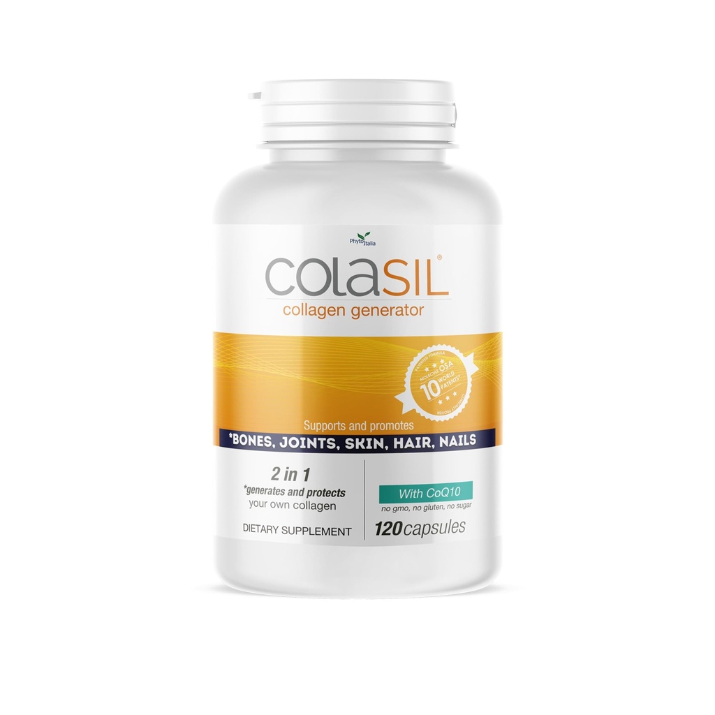Colasil Collagen Booster Capsules – Organic Silica (OSA) + Hydrolyzed Collagen Generator for Hair, Skin, Nails, Bones & Joints – High Absorption, Non-GMO, Allergen-Free, 120 Capsules (60-Day Supply)