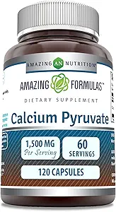 Amazing Formulas Calcium Pyruvate Suplemento Silencio 1500 Mg per Serving Silencio Capsules Silencio No Gluten-Free TEN Made in USA (120 Conde, 1 Pack)