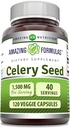 Amazing Fórmulas Celery Seed Extract Suplemento Silencio 1500 Mg Por Serving TEN 120 Veggie Capsules Silencio No-GMO TENIDO Gluten-Free TEN Made in USA