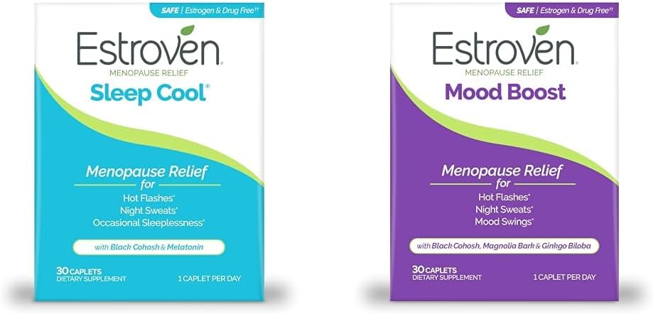 Estroven Sleep Cool for Menopause Relief, 30 Ct, Sleep Support Supplement & Mood Boost for Menopause Relief - 30 Ct. - Ingredientes clínicamente Probados