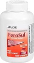 Major FeroSul - Sulfato ferroso 325 mg Tabletas - Suplemento de hierro para mujeres y hombres - Especialmente Coated Easy-to-Swallow Tablets - Rojo - 1000 Conde