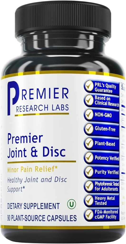 Premier Research Labs Joint " Disc Support Supplement - for Men " Women, Glucosamine, Joint Mobility and Muscle Health, Cartilage Repair, Gluten Free, Plant-Sourced - 90 Capsules