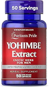 Puritan's Pride Yohimbe Exotic Herb for Men 250 mg (1000mg Equivalente), Suplemento dietético, 50 cápsulas de liberación rápida