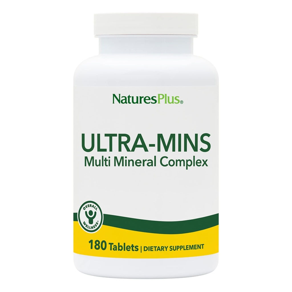 NaturesPlus Ultra-Mins - 180 Tabletas - Complejo Mineral Multi con Calcio, Hierro, Magnesio & Zinc - Vegan, Gluten Gratis - 90 Servings
