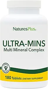 NaturesPlus Ultra-Mins - 180 Tabletas - Complejo Mineral Multi con Calcio, Hierro, Magnesio & Zinc - Vegan, Gluten Gratis - 90 Servings