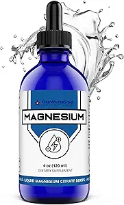 FWS Magnesium Citrate Liquid Drops for Adults and Kids, Pure Magnesium Citrate, Organic, Non-GMO, Vegan, Supports Sleep Calm Energy Muscles Nerves, Easy Adjustable Dosificación, 4 Month Supply, 4 oz