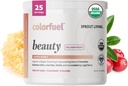 Sprout Living, Colorfuel Beauty Powder Drink Mix, Orgánica Superfoods + Adaptogens  durable Hair, Skin & Nails Support, Vegan Collagen Boost, Biotin, Silica, Vitamina C, Super Berry Flavor (25 Servings)