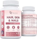 Esquí de pelo y uñas Vitaminas con biotina, coágulo " ácido hialurónico " , apoya el crecimiento saludable del cabello, uñas fuertes " piel de alumbrado, suplemento de biotina con vitaminas A, C, D3, E, Complejo B " Minerales