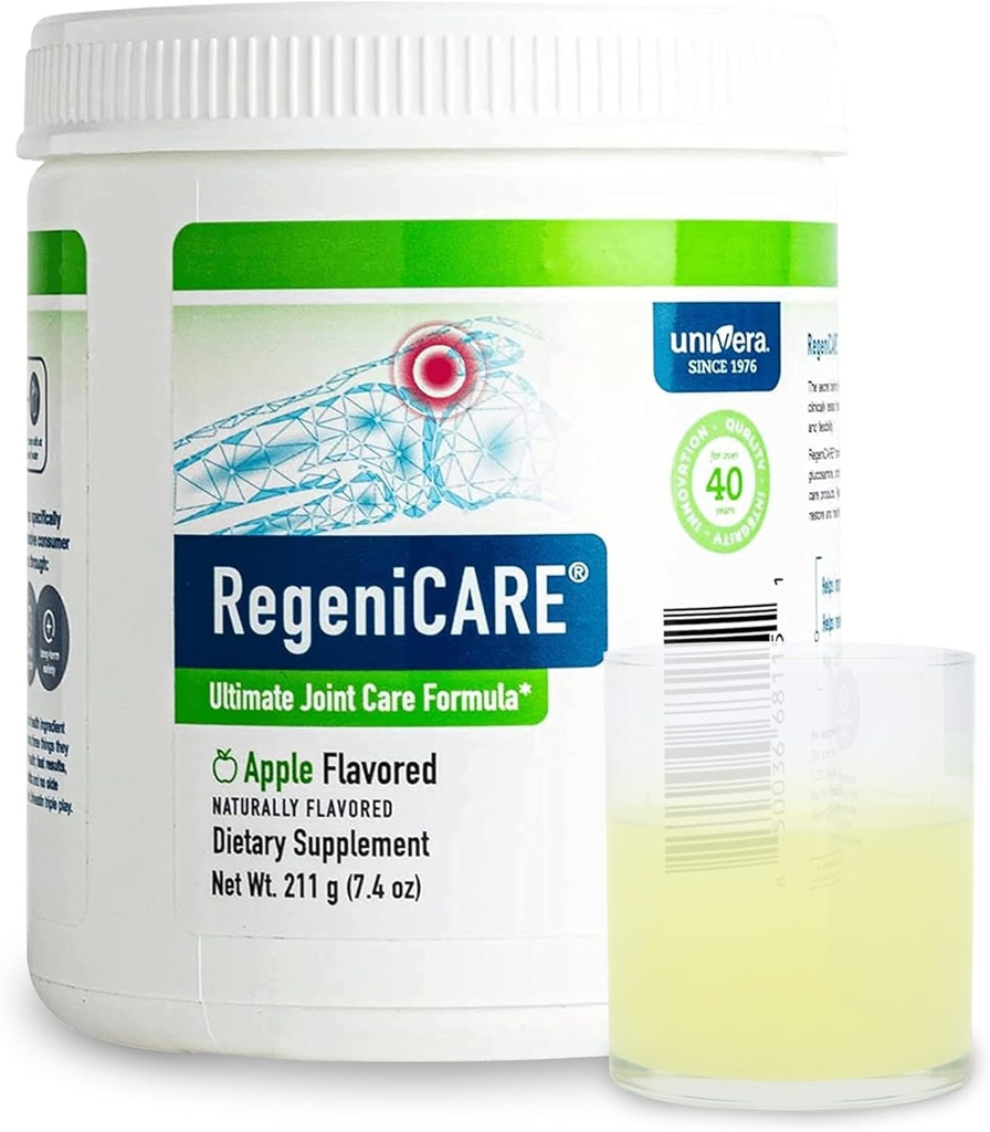 Univera RegeniCARE Manzana Verde, Glucosamina, Condroitina, MSM, Univestin, Salud Conjunta, Soporte Conjunto, Movilidad + Flexibilidad, Green Apple Flavor, Polvo, Suministro de 30 días