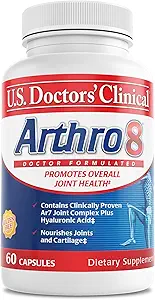 U.S. Doctors’ Clinical Arthro8 - Doctor-Formulated Joint Supplement + Hyaluronic Acid + Turmeric &amp; Collagen for Flexibility, Mobility, & Strong Cartilage - 60 Capsules - 15/30-Day Supply
