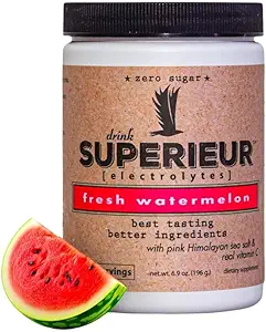 Electrolitos de superieur – Suplemento de electrolitos basados en plantas w / minerales de mar para la hidratación y recuperación – Keto Friendly, Non-GMO, Zero Sugar, Vegan Healthy Sports Drink Powder – Watermelon (70 Servings)