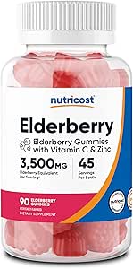 Nutricost Gummies Elderberry con vitamina C & Zinc 90 Gummies - Gluten Free, Vegetarian
