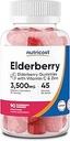 Nutricost Gummies Elderberry con vitamina C & Zinc 90 Gummies - Gluten Free, Vegetarian