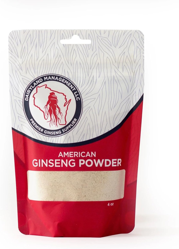 Dairyland Concentrated American Ginseng Powder Ё洋 inversionistas - 4 oz Pack of Wisconsin Ginseng Powder - Non-GMO, Gluten Free - Herbal Supplement for Smoothies, Baking, Tea