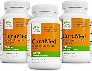 Terry Naturalmente CuraMed 750mg - Suplemento Antioxidante para la salud del cerebro y del corazón - Suplemento con Complejo de Curcumina de alta potencia - Kidney, Liver &amp; Immune Health Support - 60 Softgels (Pack of 3)