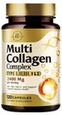 Multi Collagen Peptides for Women & Men - 2400mg per Serving - Best Hydrolyzed Collagen Complex with Type I, II, III, V, X - Hair, Skin, Nails & Joint Support Supplement - Bottled USA - 120 Capsules