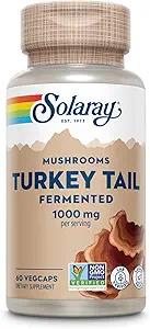 SOLARAY Fermented Turquía Tail Mushroom Suplemento 1000mg - Total Wellness Support - Turquía Tail Mushroom Capsules with Organic Mushrooms - Vegan, Non-GMO, Lab Verified, 60-Day Guarantee, 30 Servings