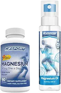 Suplemento de absorción alta de magnesio y spray de aceite soporta función muscular, músculos doloridos, calambres de pierna y recuperación