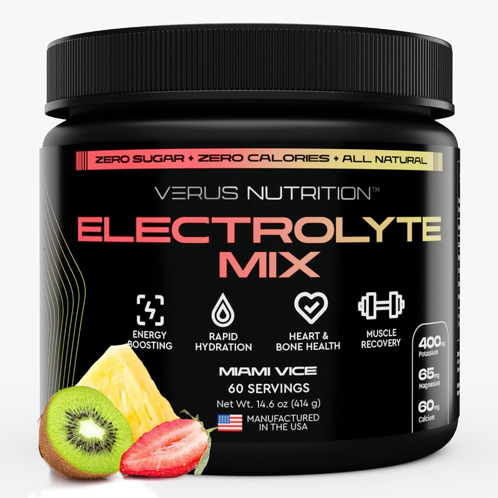 Electrolytes Powder No Sugar- Cero Calorie Hydration Powder ← Sugar Electrolytes gratis para el ayuno, Keto & Vegan ¦ Ingredientes naturales Electrolyte Mix, 60 Servings