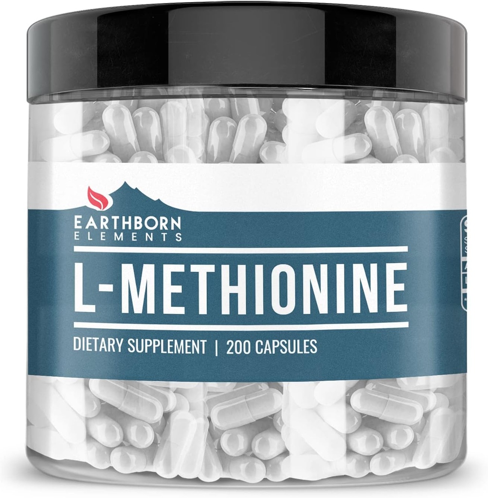 Elementos terrestres L-Methionine 200 cápsulas, puras " sin diluir, sin aditivos