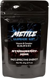Bebida de energía Powder - 50 Sirve para servir a Sugar Gratis ← 200mg Caffeine - Mettle Energy Drink Mix (Strawberry Kiwi)