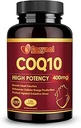 CoQ10-400mg-Softgels con PQ &amp; Omega 3, Coenzima de absorción máxima Q10, potente antioxidante para la producción de energía de salud cardíaca, 120 Conde, No GMO