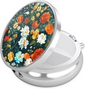Nipichsha Pill Box, Small Pill Case for Purse & Pocket, Cute Travel Medicine Organizer, Portable Medicine Container Holder to Hold Vitamins, Medication, Fish Oil &amp; Supplement, B01-Beautiful Flowers