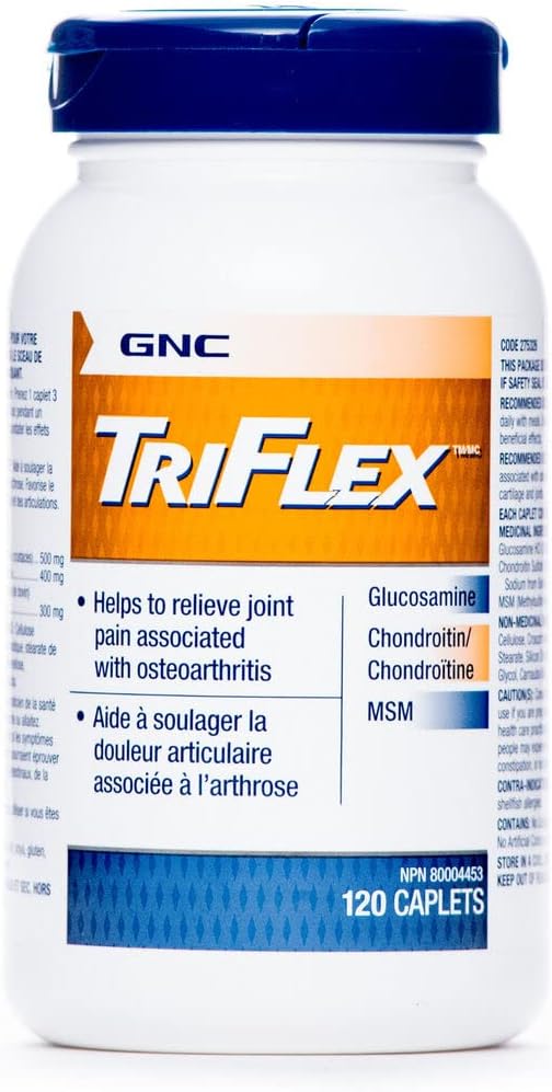 GNC Triflex Joint Support Caplets, Clinical Strength, Glucosamine, Chondroitin, MSM, Mobility, Comfort, Flexibility, Cartilage Health, for Men &amp; Women’s, HSA FSA Eligible,120 Count, 40 Day Supply