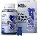 Wild &amp; Organic Calm & Mood Gummies - Mood Support Supplement - Calming Chews w/Ashwagandha Root, Rhodiola Rosea, Lemon Balm - Ashwagandha Supplements Gummies - 60 Count