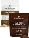 Real Mushrooms Hot Chocolate Mix (15 Servings) y Lion’s Mane (60 Servings) Powder Bundle - Mushroom Powder Supplement for Daily Immunity & Cognition Support - Gluten-Free, Non-GMO, Vegan