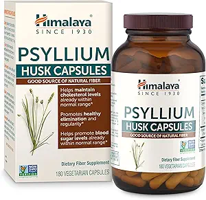 Himalaya Psyllium Husk Capsules - Suplemento diario de fibra para apoyar la salud digestiva y la regularidad - Vegan, no GMO, Sugar Gratis, Gluten Gratis, 180 cápsulas