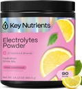 KEY NUTRIENTS Multivitamin Electrolytes Powder No Sugar - Powder de electrolito de limón rosa fresco - Suplemento energético de resistencia - Polvo de hidratación - Sin calorías - 90 servidumbres - Hecho en EE.UU.