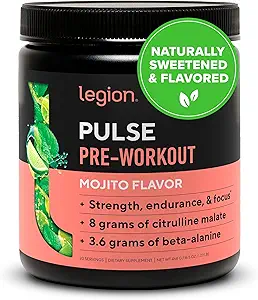 LEGION Pulse Pre Workout - All Natural Nitric Oxide Preworkout Drink to Boost Energy, Creatine Free, Naturally Sweetened, Beta Alanine, Citrulline, Alpha GPC (Mojito)