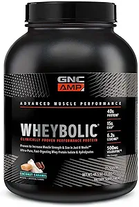 GNC AMP Wheybolic Clinically Protein Powder, 40g Whey Protein, BCAA, Leucine, Aumenta la fuerza muscular, el edificio del músculo, 3er partido testado, Gluten Free, Chocolate natural, 25 servidos