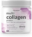 Multi Collagen Protein Powder 600g - 5 Tipos (I, II, III, V, X) Grass-Fed & Pasture-Raised ANTE with Biotin 5000mcg, Vitamina C ' Hyaluronic Acid ¦ Keto, Paleo, Unflavored (54 Servings)