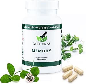 Memoria - Natural Blend - Experto Formulado Suplemento para el Bienestar Cognitivo, Memoria, " Función Neural - Premium L-Tyrosine, Phosphatidylserine, Bacopa Monnieri - 30 cápsulas 1 Pack