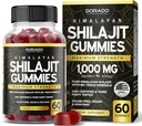 Shilajit Gummies For Men &amp; Women 1000mg (High Potency Gold Grade with 85+ Trace Minerals with Fulvic Acid) - Energy &amp; Immunity Support - Third Party Tested, Non GMO, Vegan &amp; Made in USA - (60 Gummies)